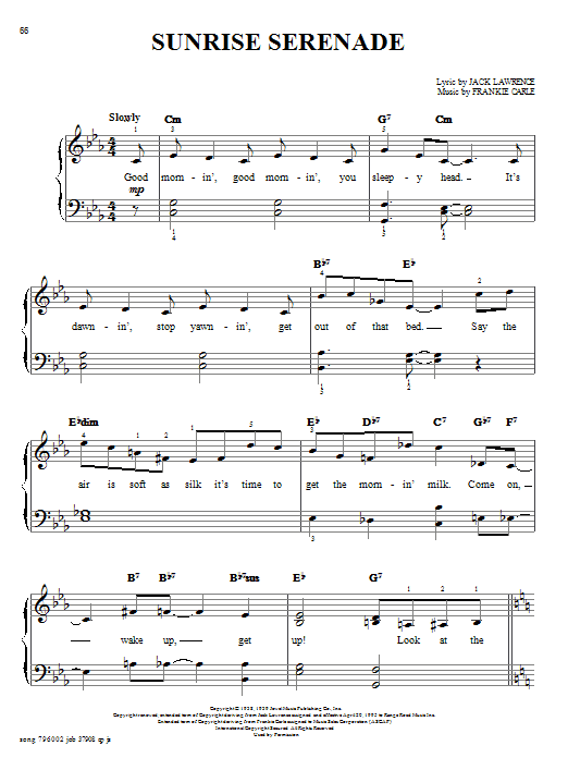 Glenn Miller Sunrise Serenade sheet music notes and chords arranged for Easy Piano