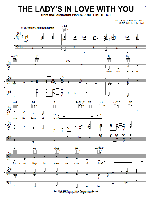 Glenn Miller The Lady's In Love With You sheet music notes and chords arranged for Piano, Vocal & Guitar Chords (Right-Hand Melody)