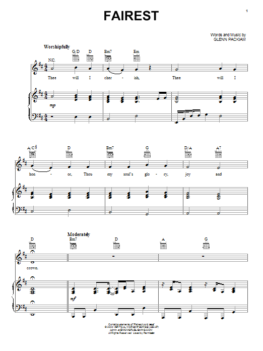Glenn Packiam Fairest sheet music notes and chords arranged for Piano, Vocal & Guitar Chords (Right-Hand Melody)