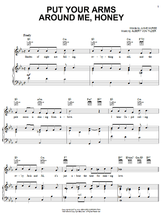 Glenn Miller Put Your Arms Around Me, Honey sheet music notes and chords arranged for Piano, Vocal & Guitar Chords (Right-Hand Melody)
