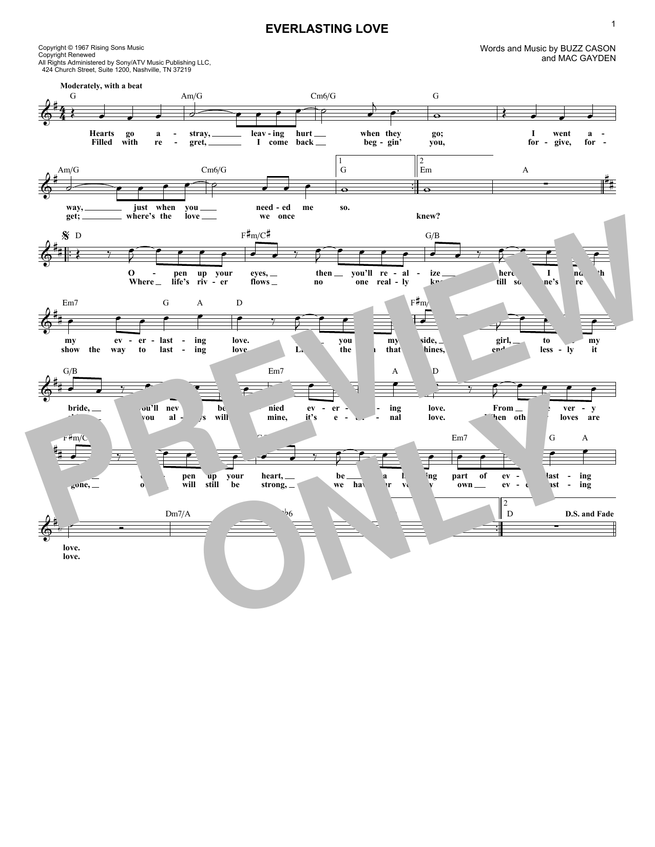 Gloria Estefan Everlasting Love sheet music notes and chords arranged for Lead Sheet / Fake Book