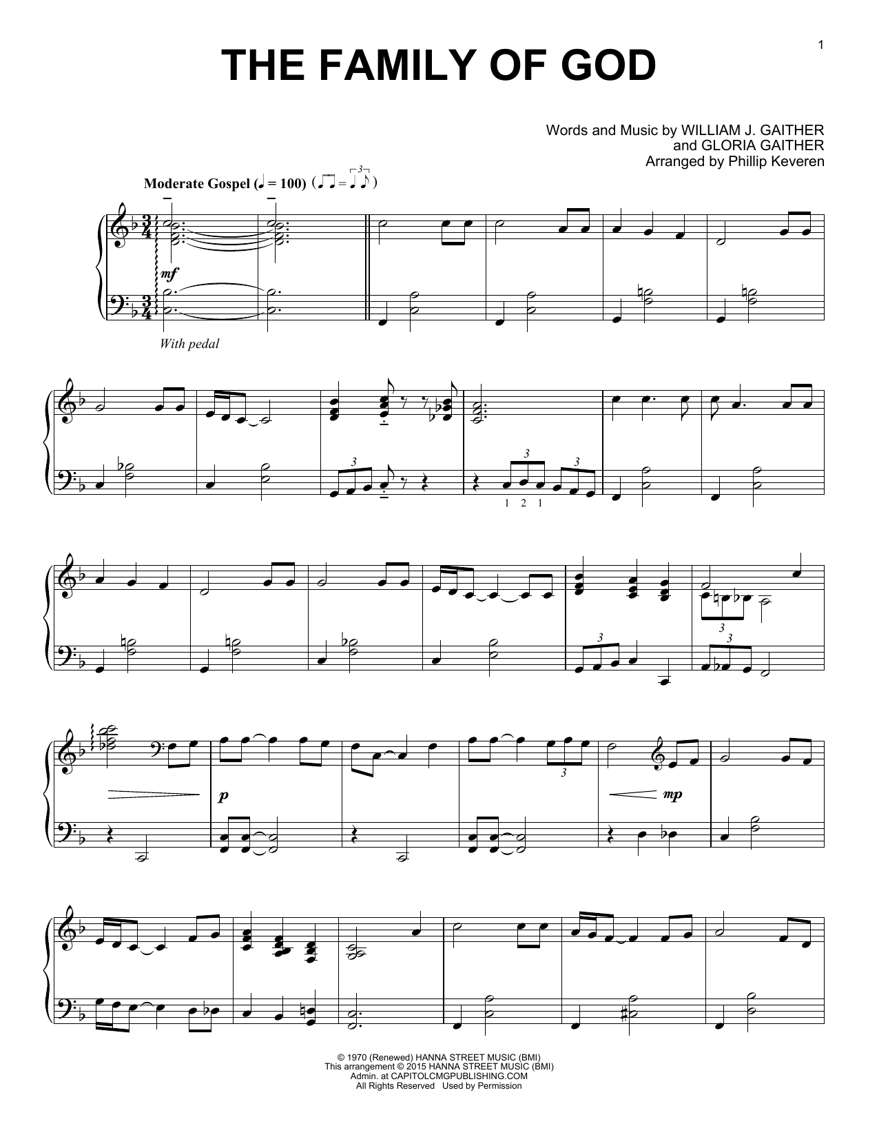 Gloria Gaither The Family Of God (arr. Phillip Keveren) sheet music notes and chords arranged for Piano Solo