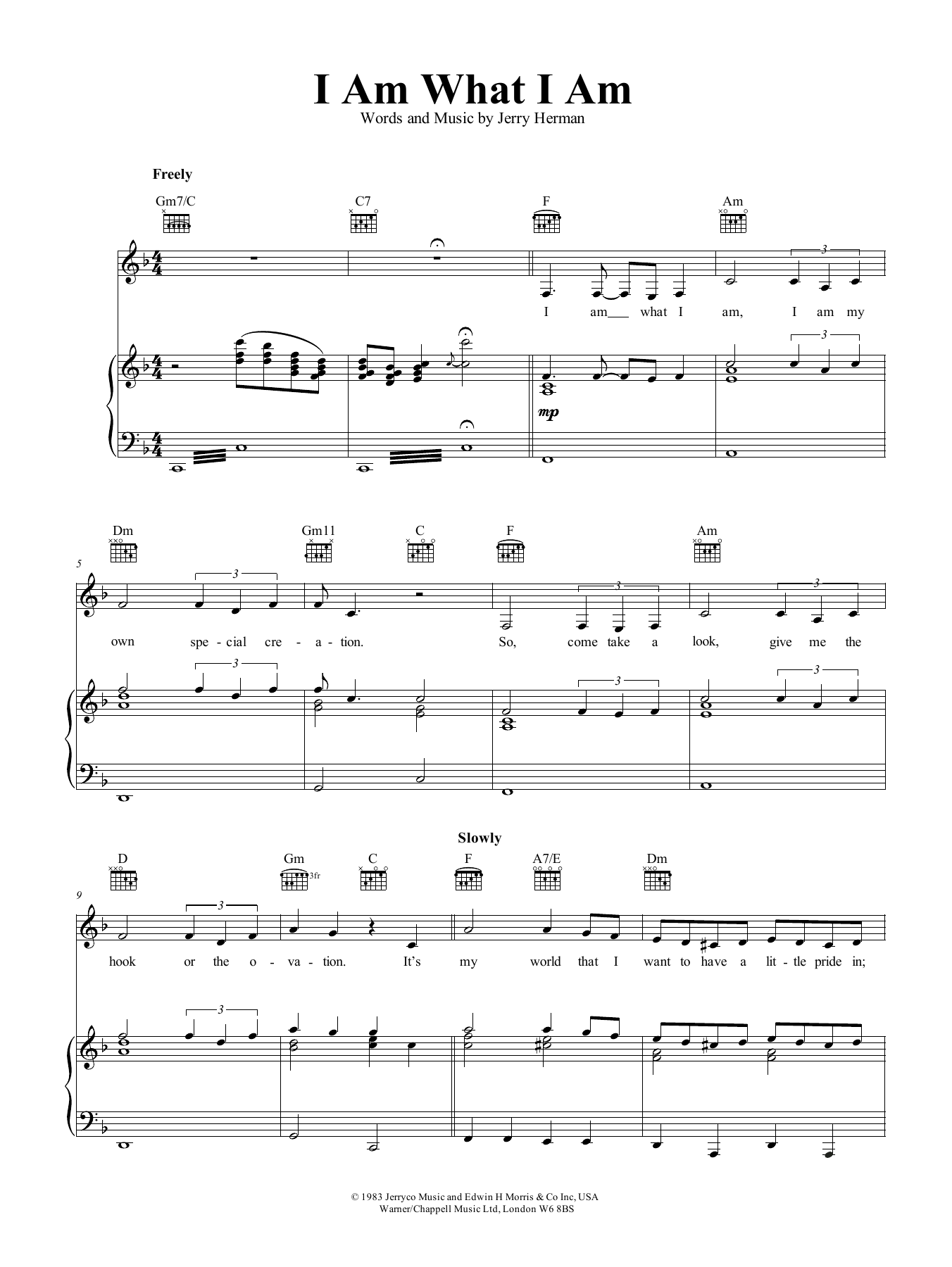 Gloria Gaynor I Am What I Am sheet music notes and chords arranged for Piano, Vocal & Guitar Chords (Right-Hand Melody)