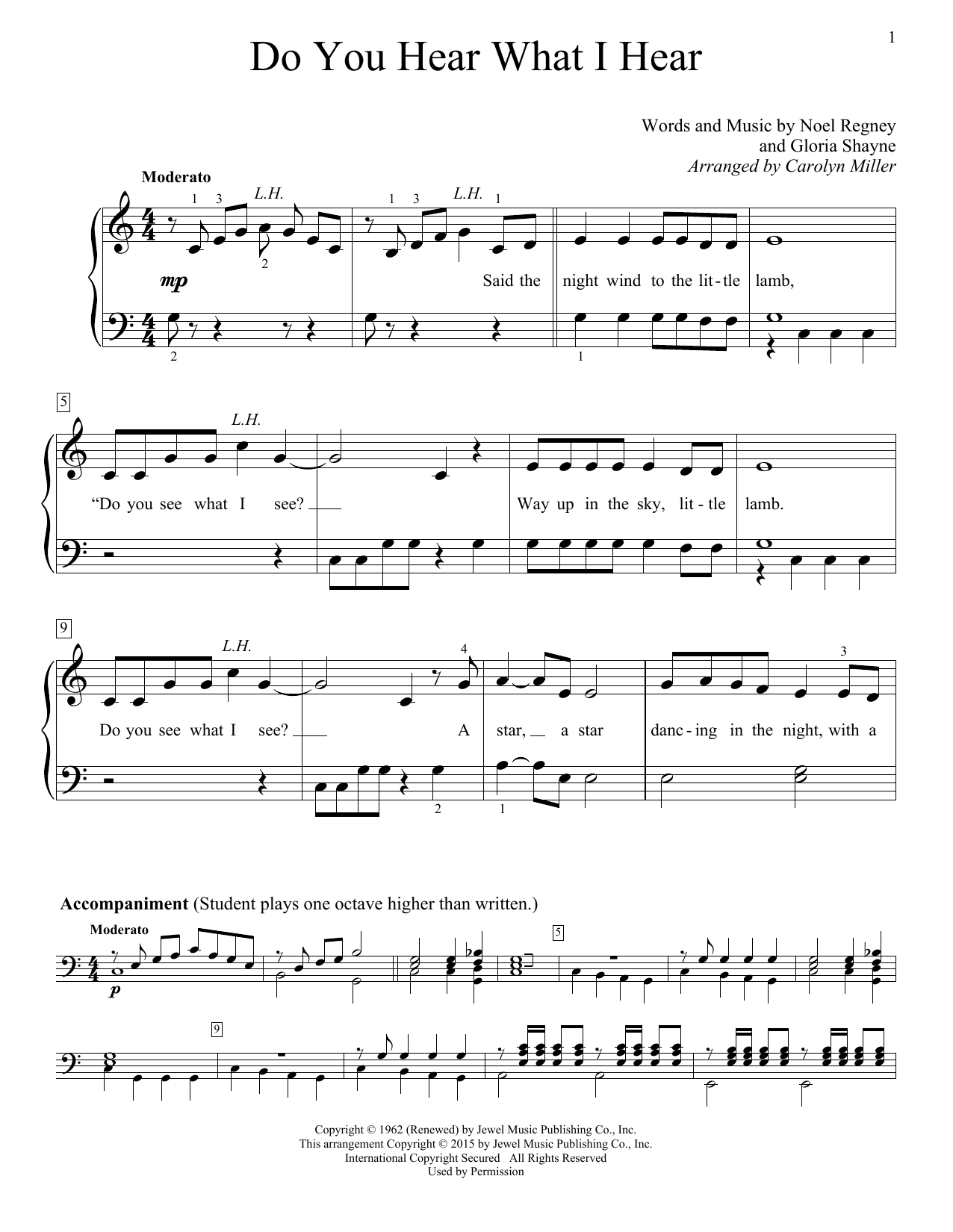 Gloria Shayne Do You Hear What I Hear (arr. Carolyn Miller) sheet music notes and chords arranged for Educational Piano