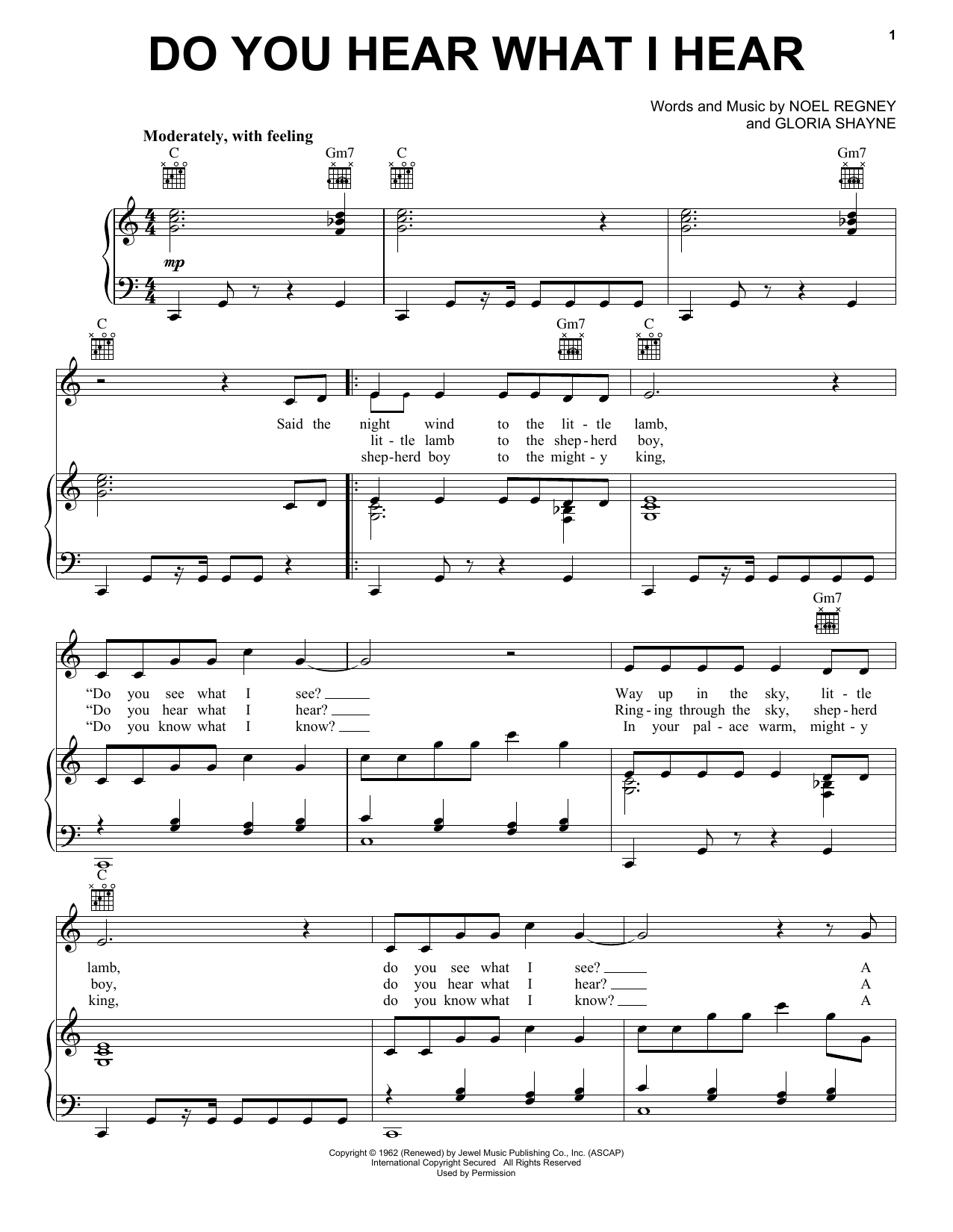 Gloria Shayne Do You Hear What I Hear sheet music notes and chords arranged for Easy Guitar