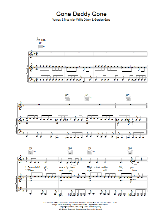 Gnarls Barkley Gone Daddy Gone sheet music notes and chords arranged for Piano, Vocal & Guitar Chords