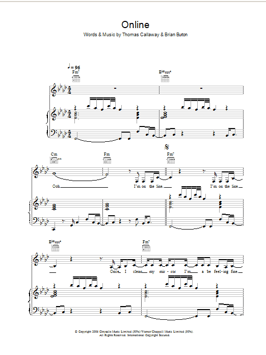 Gnarls Barkley Online sheet music notes and chords arranged for Piano, Vocal & Guitar Chords