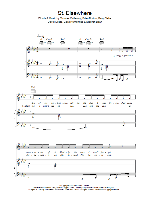 Gnarls Barkley St. Elsewhere sheet music notes and chords arranged for Piano, Vocal & Guitar Chords