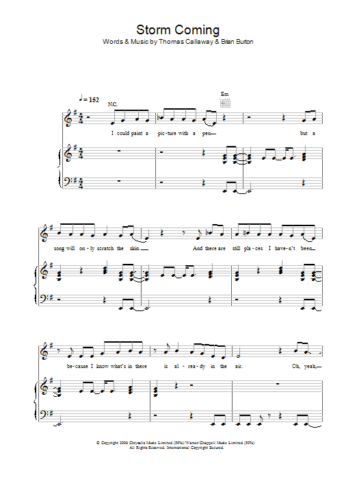 Gnarls Barkley Storm Coming sheet music notes and chords arranged for Piano, Vocal & Guitar Chords