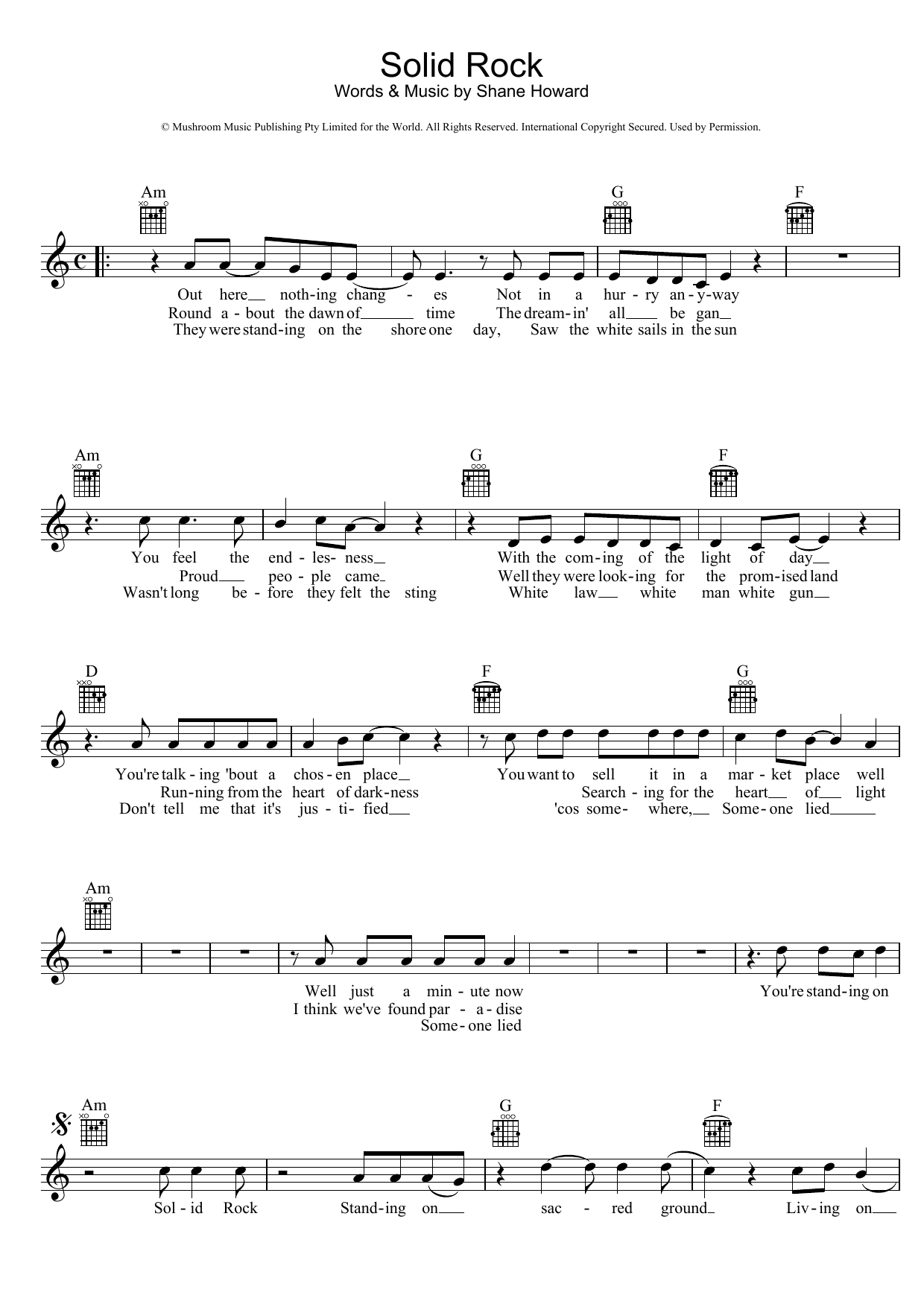 Goanna Solid Rock sheet music notes and chords arranged for Lead Sheet / Fake Book