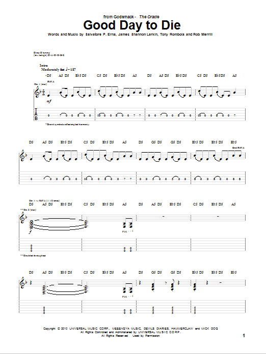 Godsmack Good Day To Die sheet music notes and chords arranged for Guitar Tab