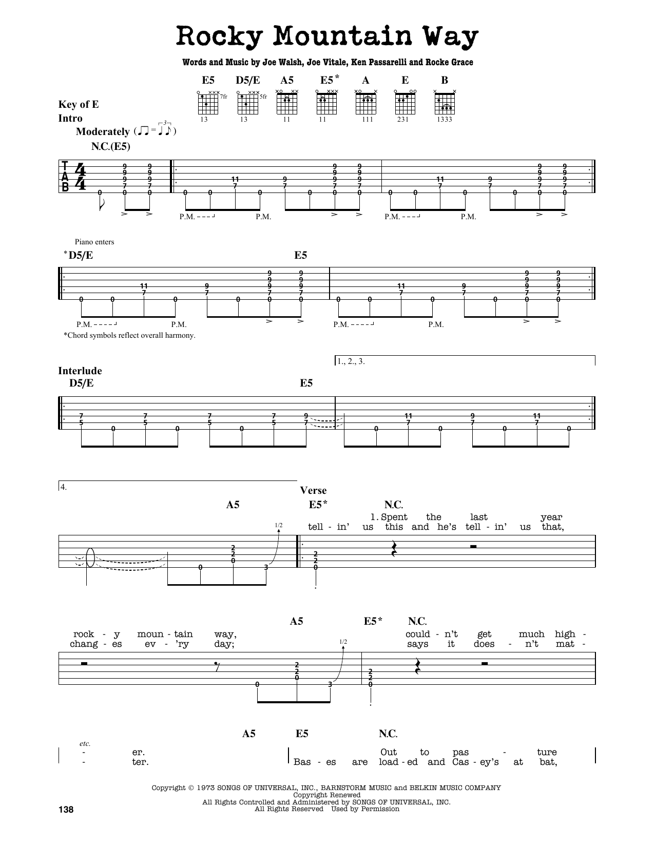 Godsmack Rocky Mountain Way sheet music notes and chords arranged for Guitar Lead Sheet
