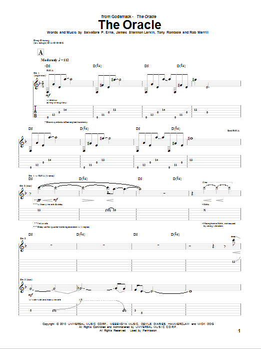 Godsmack The Oracle sheet music notes and chords arranged for Guitar Tab