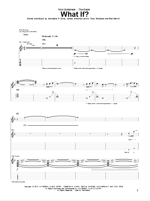 Godsmack What If? sheet music notes and chords arranged for Guitar Tab