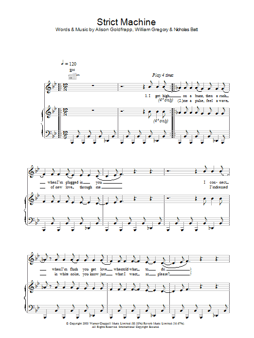 Goldfrapp Strict Machine sheet music notes and chords arranged for Piano, Vocal & Guitar Chords