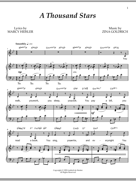 Goldrich & Heisler A Thousand Stars sheet music notes and chords arranged for Piano & Vocal