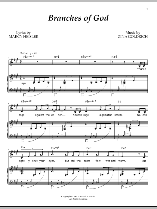 Goldrich & Heisler Branches Of God sheet music notes and chords arranged for Piano & Vocal