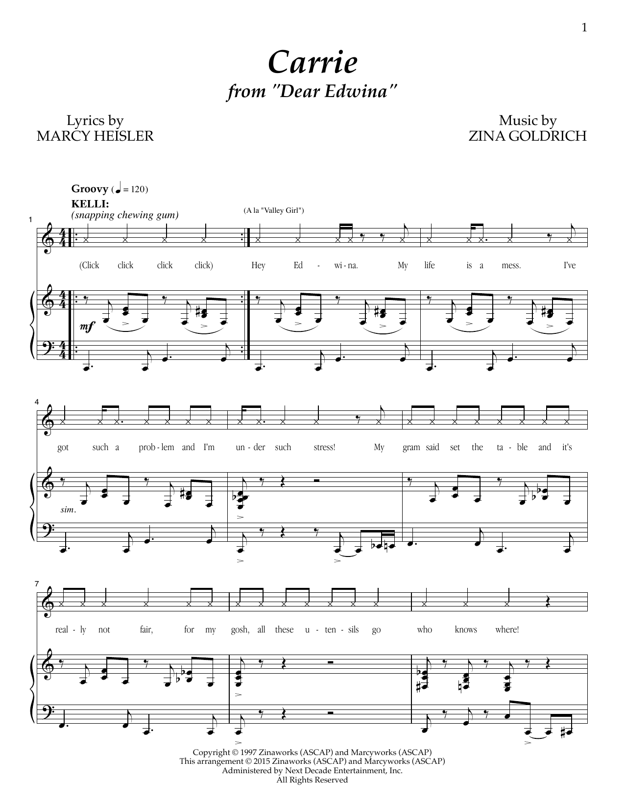Goldrich & Heisler Carrie sheet music notes and chords arranged for Piano & Vocal