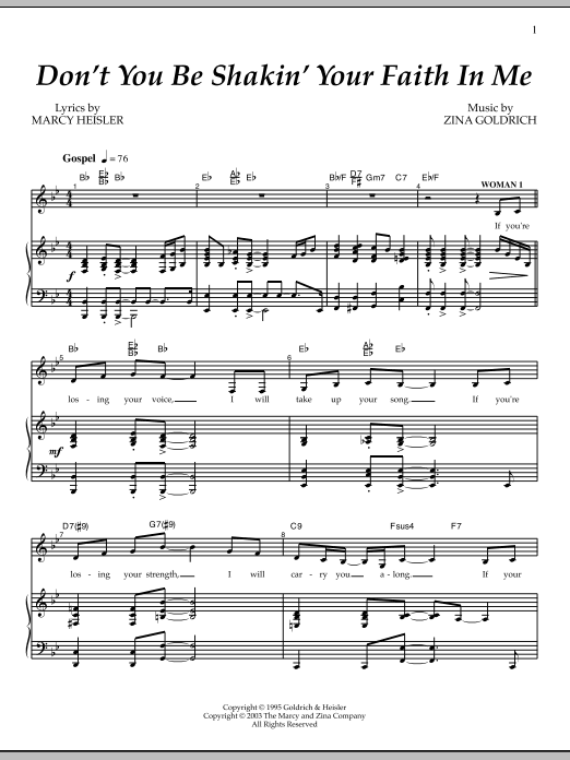 Goldrich & Heisler Don't You Be Shakin' Your Faith In Me sheet music notes and chords arranged for Piano & Vocal