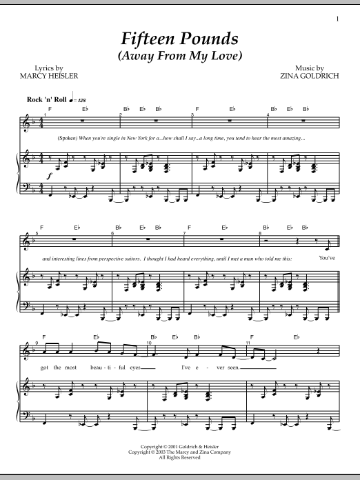 Goldrich & Heisler Fifteen Pounds (Away From My Love) sheet music notes and chords arranged for Piano & Vocal