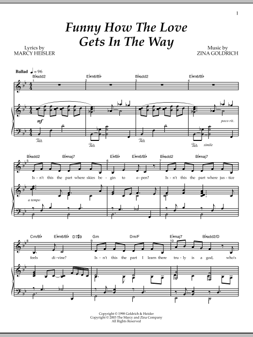Goldrich & Heisler Funny How The Love Gets In The Way sheet music notes and chords arranged for Piano & Vocal