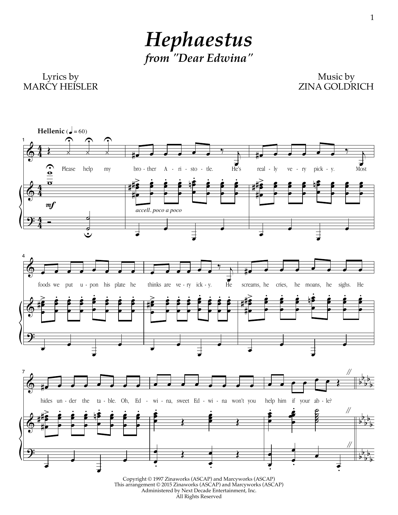 Goldrich & Heisler Hephaestus sheet music notes and chords arranged for Piano & Vocal
