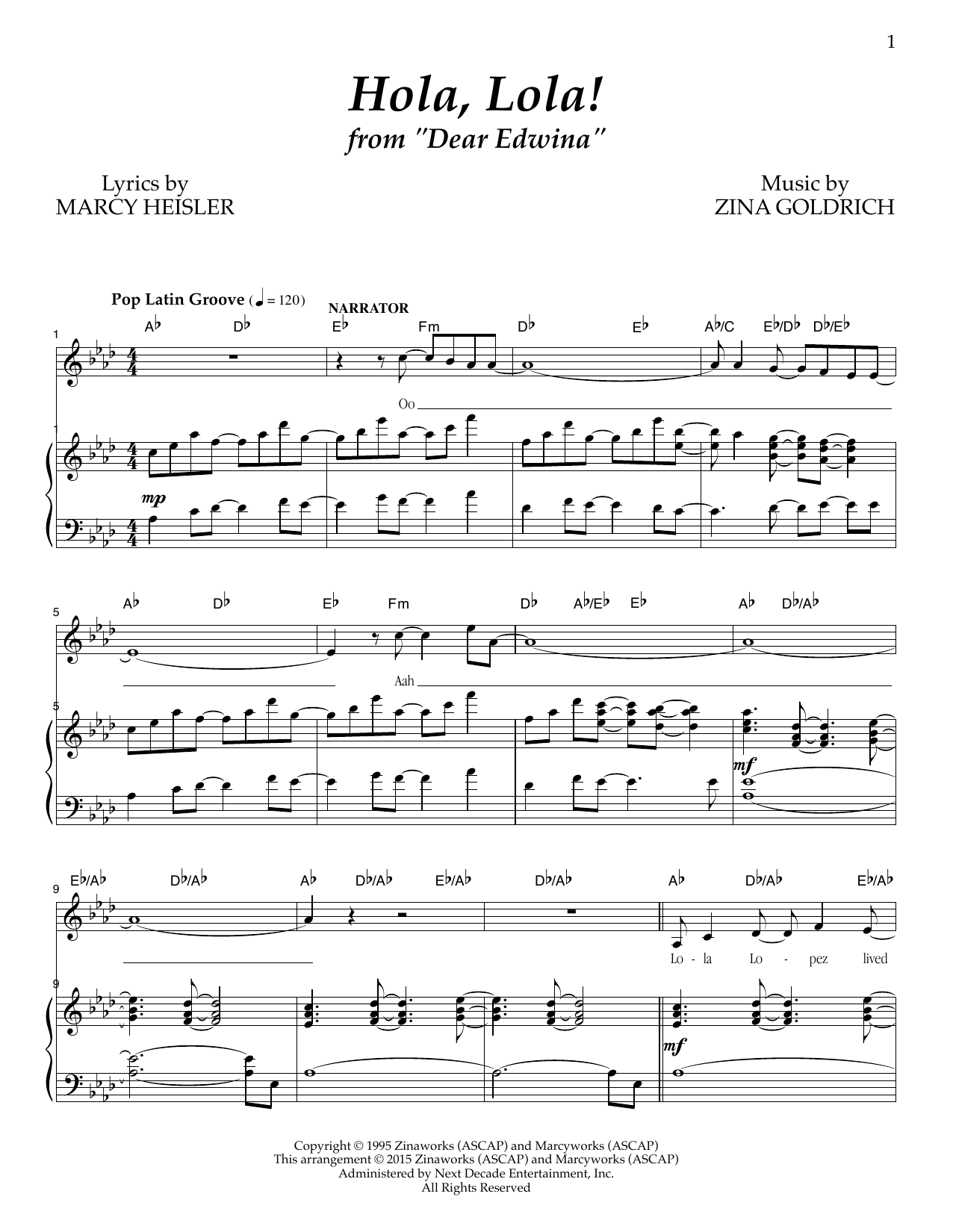 Goldrich & Heisler Hola, Lola! sheet music notes and chords arranged for Piano & Vocal