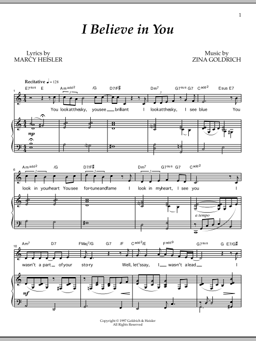 Goldrich & Heisler I Believe In You sheet music notes and chords arranged for Piano & Vocal