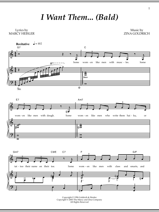 Goldrich & Heisler I Want Them... (Bald) sheet music notes and chords arranged for Piano & Vocal
