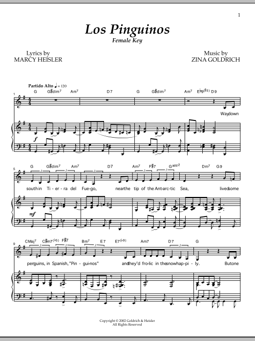 Goldrich & Heisler Los Pinguinos (Female Key) sheet music notes and chords arranged for Piano & Vocal
