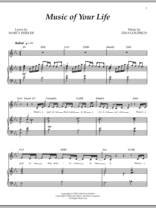 Goldrich & Heisler Music Of Your Life sheet music notes and chords arranged for Piano & Vocal