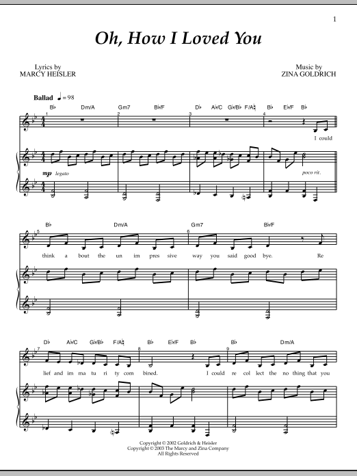 Goldrich & Heisler Oh, How I Loved You sheet music notes and chords arranged for Piano & Vocal