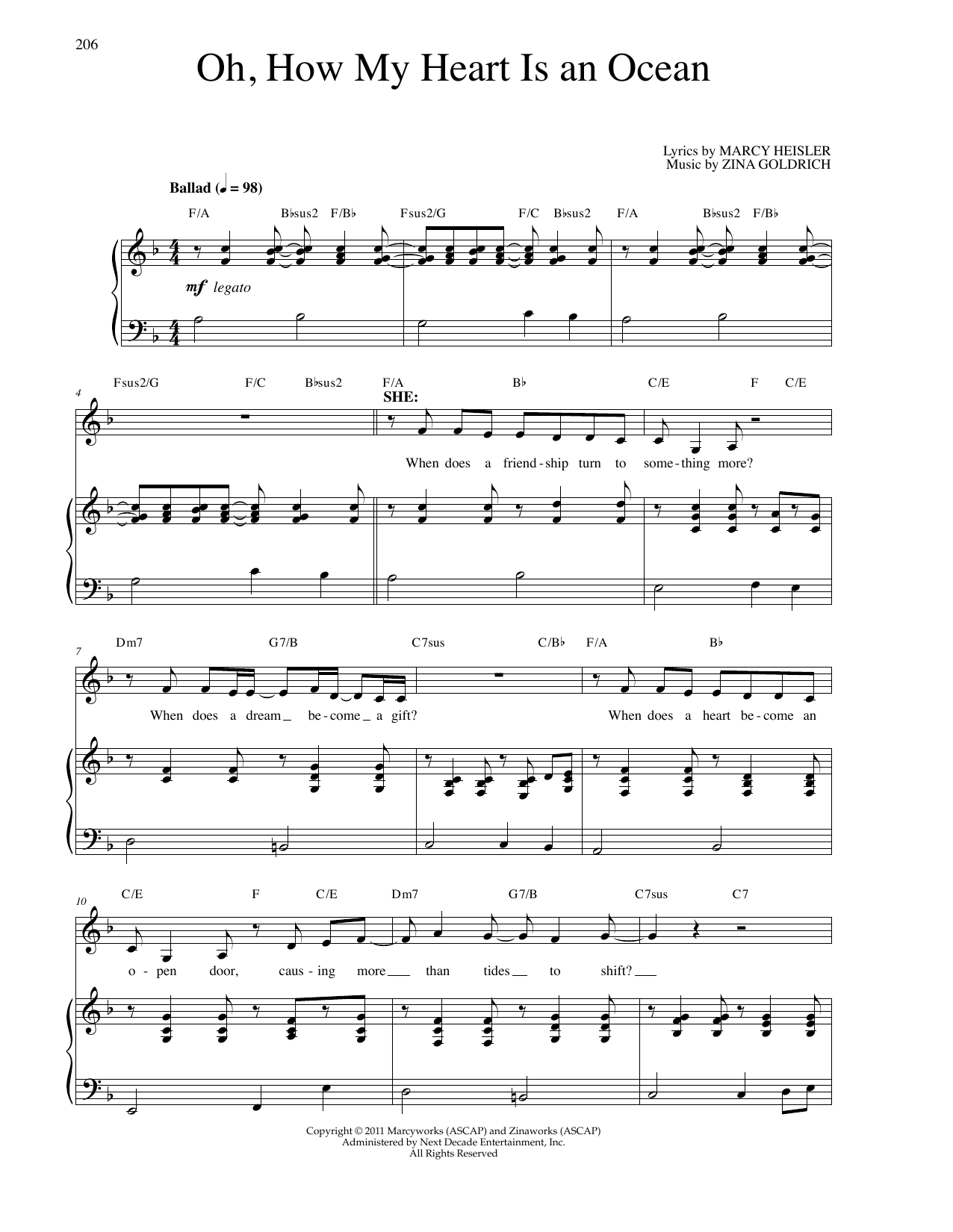 Goldrich & Heisler Oh, How My Heart Is An Ocean sheet music notes and chords arranged for Piano & Vocal