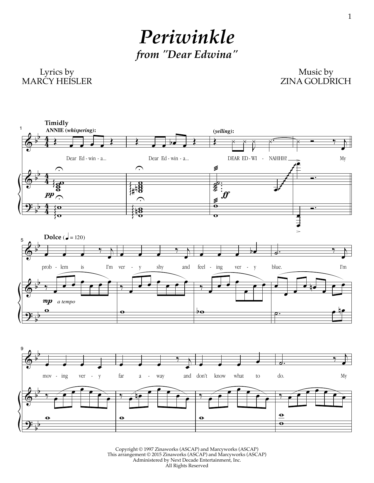 Goldrich & Heisler Periwinkle sheet music notes and chords arranged for Piano & Vocal