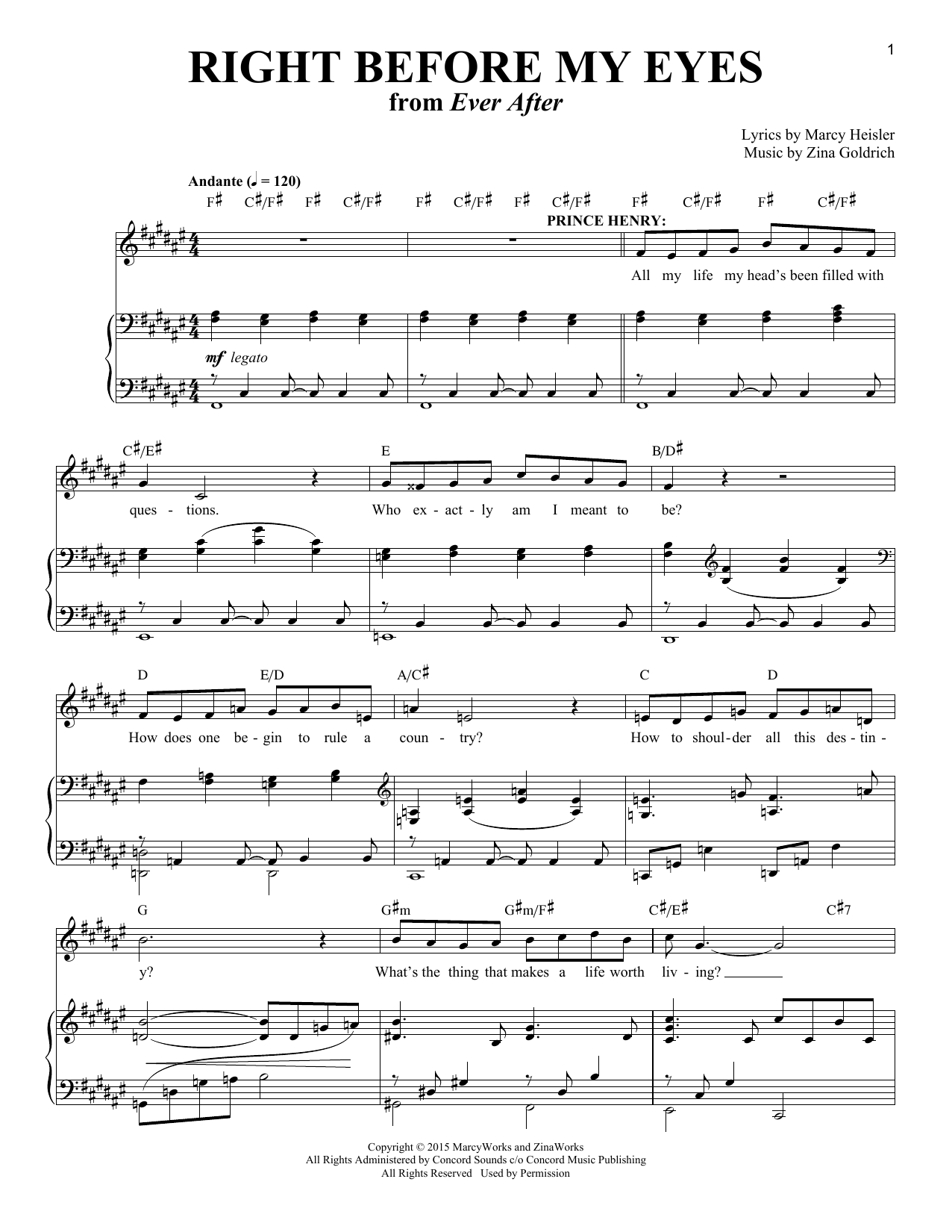 Goldrich & Heisler Right Before My Eyes sheet music notes and chords arranged for Piano & Vocal