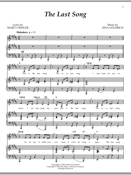 Goldrich & Heisler The Last Song sheet music notes and chords arranged for Piano & Vocal