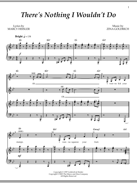 Goldrich & Heisler There's Nothing I Wouldn't Do sheet music notes and chords arranged for Piano & Vocal