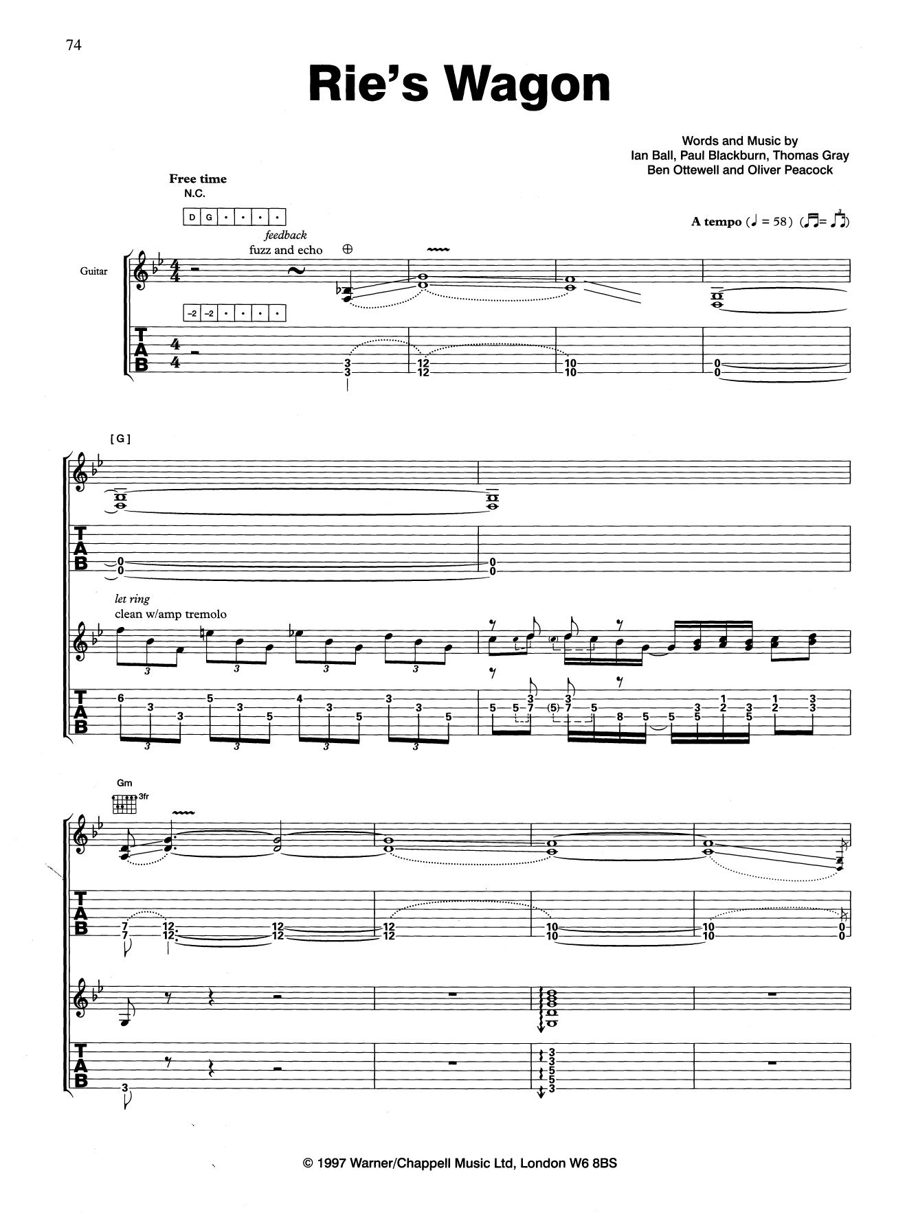 Gomez Rie's Wagon sheet music notes and chords arranged for Guitar Tab