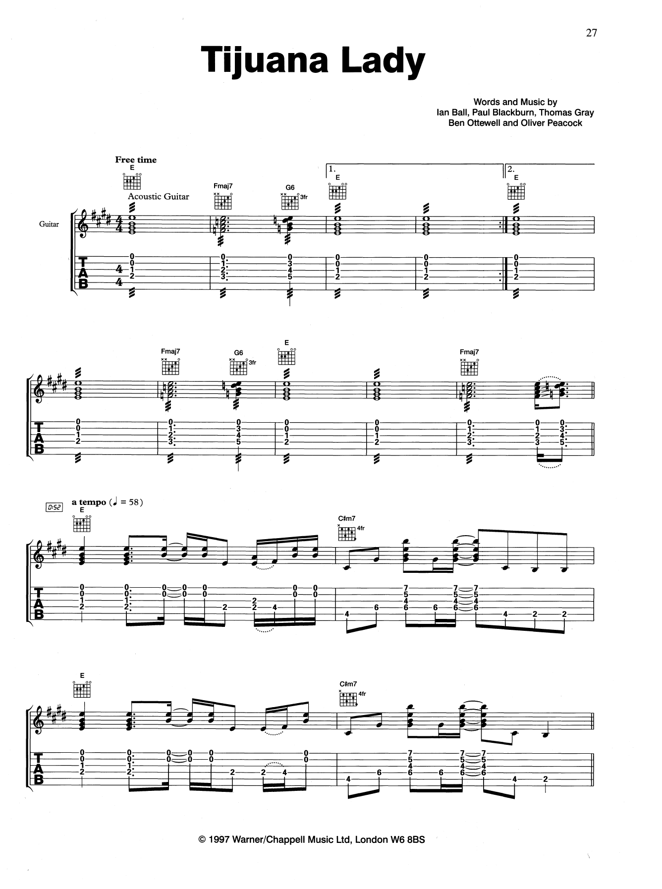 Gomez Tijuana Lady sheet music notes and chords arranged for Guitar Tab