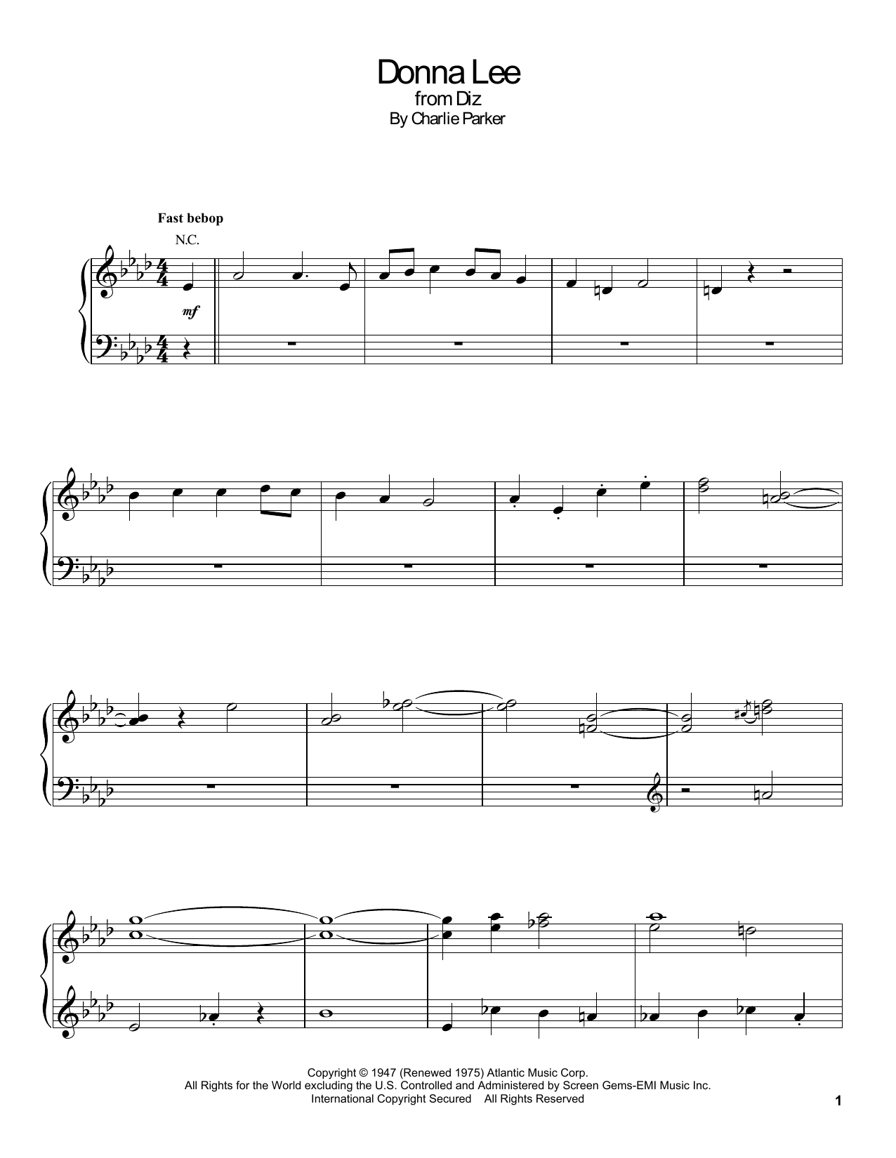 Gonzalo Rubalcaba Donna Lee sheet music notes and chords arranged for Piano Transcription