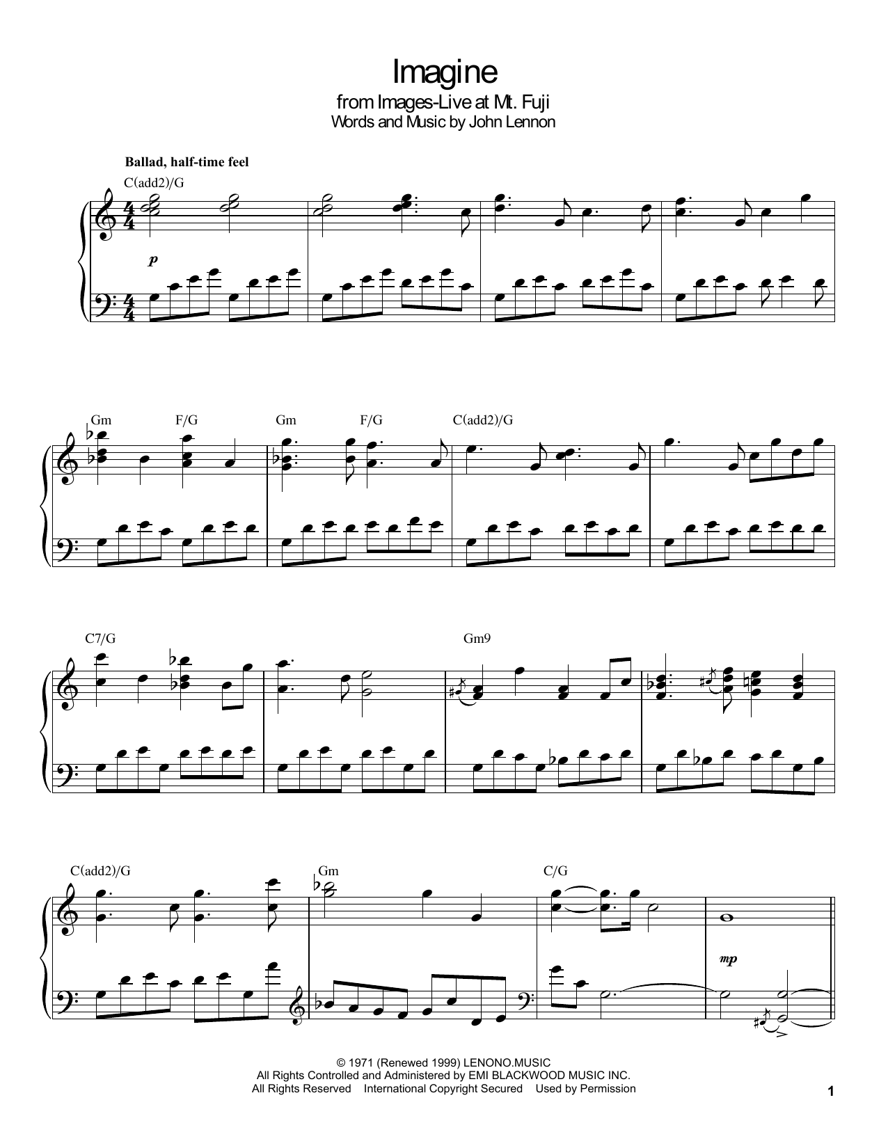 Gonzalo Rubalcaba Imagine sheet music notes and chords arranged for Piano Transcription