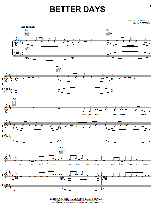 Goo Goo Dolls Better Days sheet music notes and chords arranged for Guitar Tab