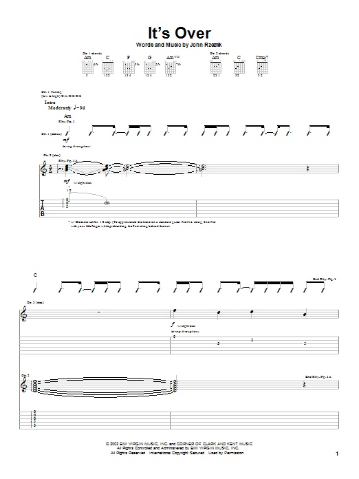 Goo Goo Dolls It's Over sheet music notes and chords arranged for Guitar Tab