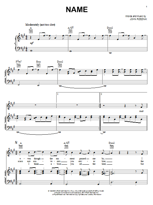 Goo Goo Dolls Name sheet music notes and chords arranged for Guitar Tab