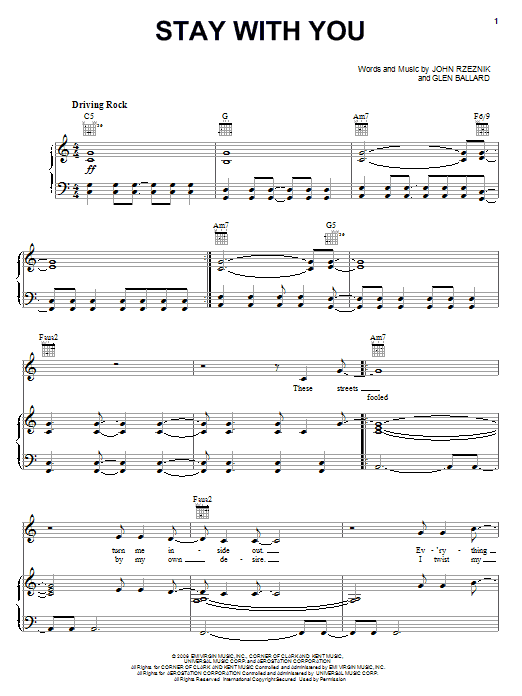 Goo Goo Dolls Stay With You sheet music notes and chords arranged for Guitar Tab