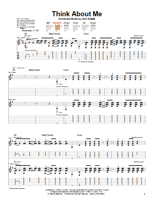 Goo Goo Dolls Think About Me sheet music notes and chords arranged for Guitar Tab