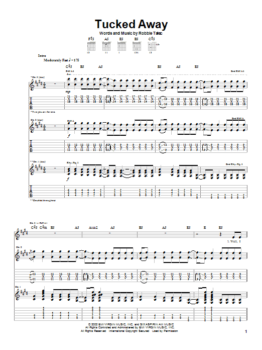 Goo Goo Dolls Tucked Away sheet music notes and chords arranged for Guitar Tab