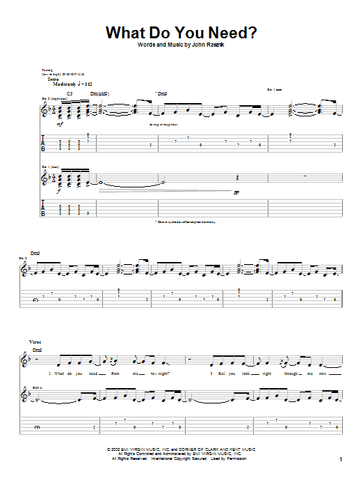 Goo Goo Dolls What Do You Need? sheet music notes and chords arranged for Guitar Tab