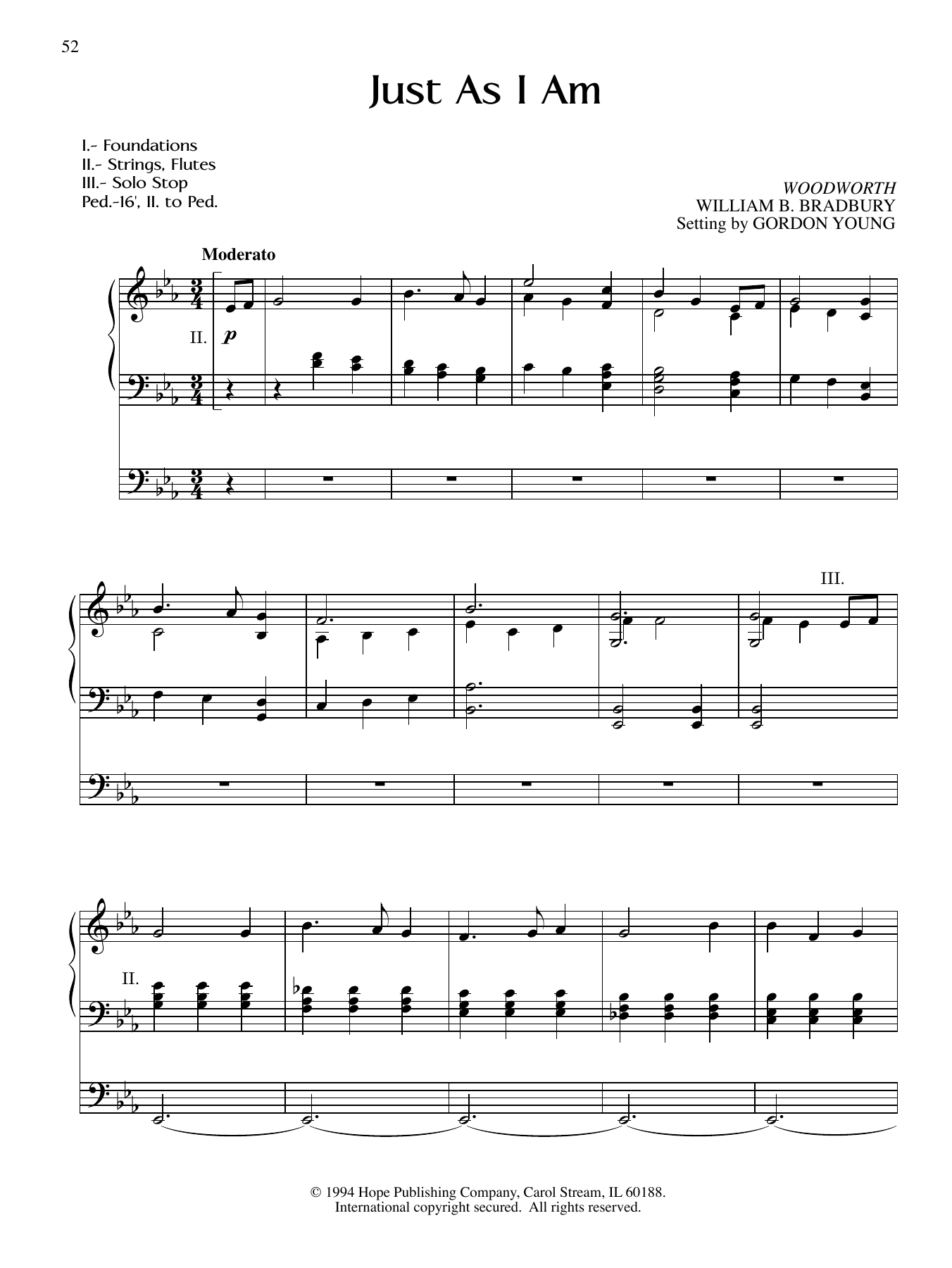 Gordon Young Just As I Am sheet music notes and chords arranged for Organ