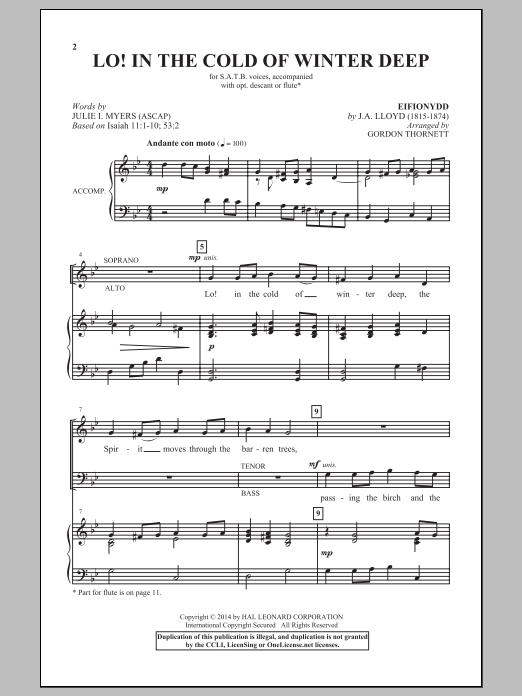 Gordon Thornett Lo! In The Cold Winter Deep sheet music notes and chords arranged for SATB Choir